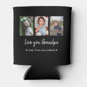 Love You Grandpa 3 Photo Collage Black 缶クーラー (正面)