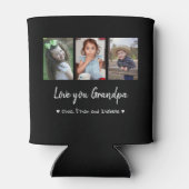 Love You Grandpa 3 Photo Collage Black 缶クーラー (裏面)