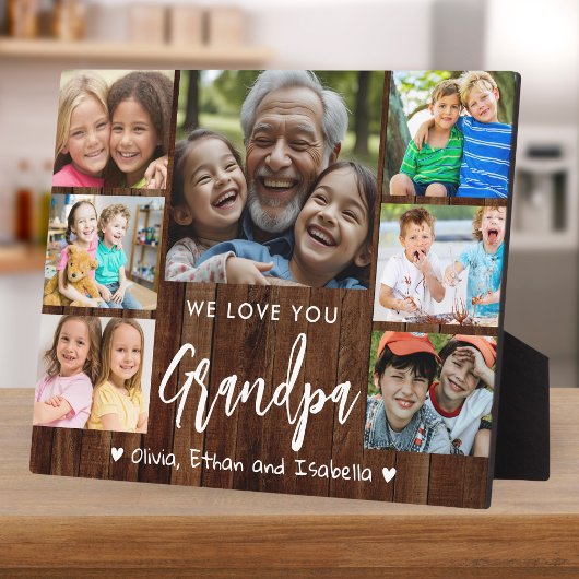 Love You Grandpa 7 Photo 素朴 Wood Keepsake フォトプラーク