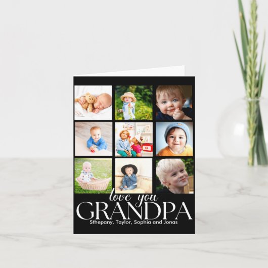 Love You Grandpa Beautiful Collage 9 Photos  カード (正面)