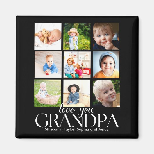 Love You Grandpa Beautiful Collage 9 Photos  マグネット (正面)