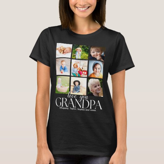 Love You Grandpa Beautiful Collage 9 Photos  Tシャツ (正面)