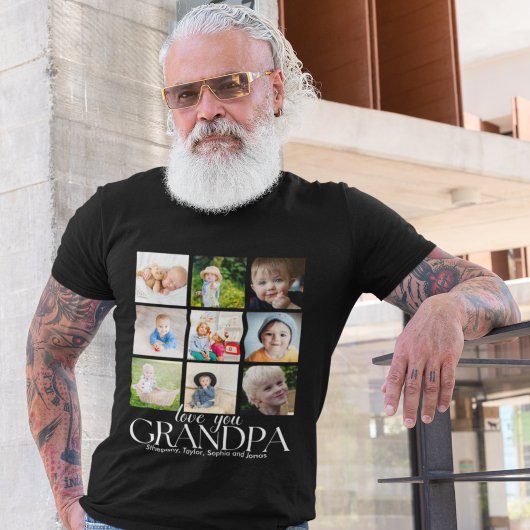 Love You Grandpa Beautiful Collage 9 Photos  Tシャツ