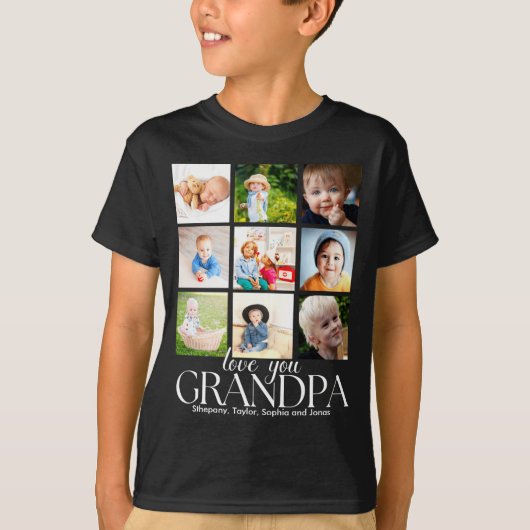 Love You Grandpa Beautiful Collage 9 Photos  Tシャツ (正面)