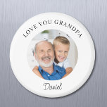 Love You Grandpa Keepsake Photo マグネット<br><div class="desc">This modern Grandpa keepsake photo magnet says "Love you Grandpa" and is easily customizable with your name and photo.
It makes a special gift for a special grandfather.</div>