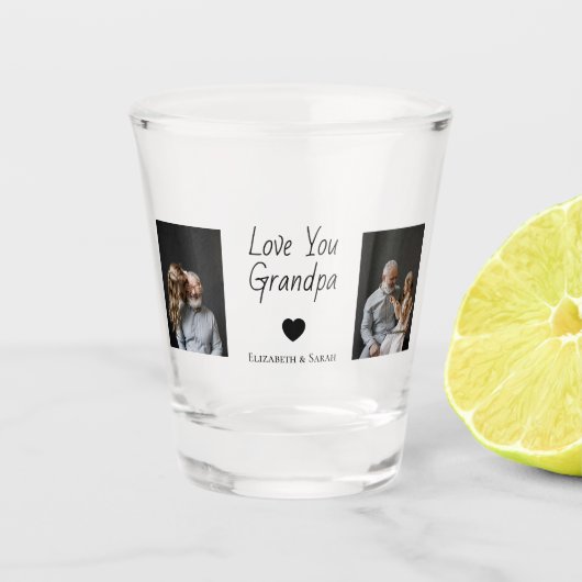 Love You Grandpa withハート&写真 –  ショットグラス (正面)