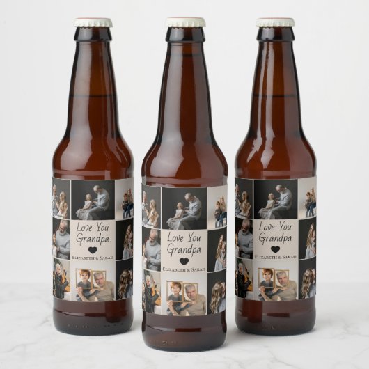 Love You Grandpa withハート&写真 – ビールラベル (ボトル)