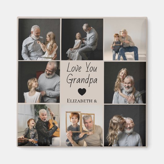 Love You Grandpa withハート&写真 – マグネット (正面)