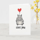 Love You Hippo Heart Balloon Card カード (黄色い花)