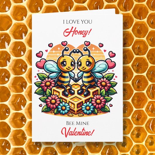 Love You Honey | Bee Themed Valentine's Day カード