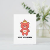 Love You Honey Cute Romantic Valentine Card シーズンカード (スタンド正面)