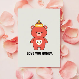 Love You Honey Cute Romantic Valentine Card シーズンカード