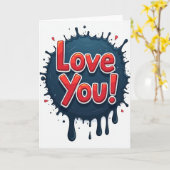 Love You Ink Splatter Card カード (黄色い花)