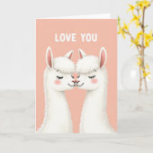 Love You Llama Kiss Card カード (黄色い花)