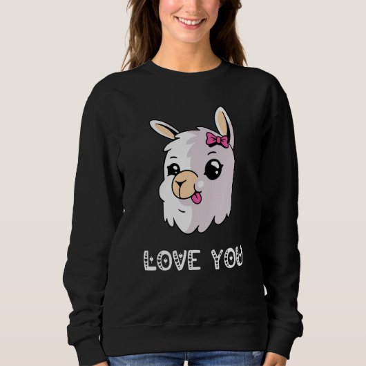Love You Llama Valentine's Day Lovely Date Nights  スウェットシャツ (正面)
