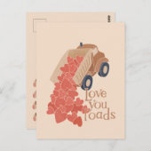 Love You Loadsダンプトラックとハート ポストカード (正面/裏面)
