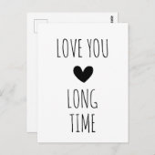 Love You Long Time Typography Heart ポストカード (正面/裏面)