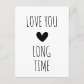 Love You Long Time Typography Heart ポストカード (正面)
