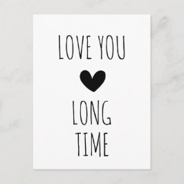 Love You Long Time Typography Heart ポストカード
