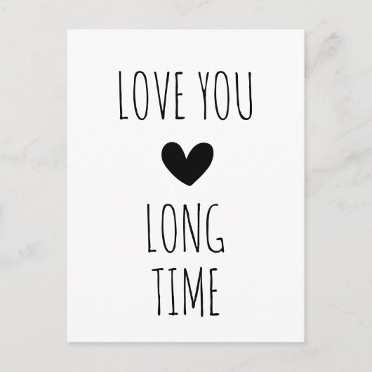 Love You Long Time Typography Heart ポストカード (正面)