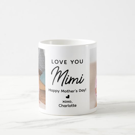Love You Mimi 2写真パーソナライズされた祖父母 コーヒーマグカップ (中央)
