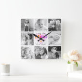Love You Mimi 8フォトコラージュはっきりしたグラモダンフィック スクエア壁時計 (ホーム)