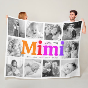 Love You Mimi Rainbow 10はっきりしたフォトコラージュモダン フリースブランケット