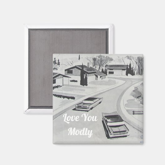 Love You Modly Midcentury モダン Architecture マグネット (正面/裏面)