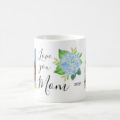 Love You Mom家族の写真あじさい コーヒーマグカップ (中央)