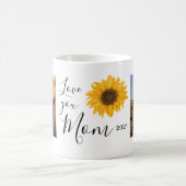 Love You Mom家族の写真ひまわり コーヒーマグカップ (中央)
