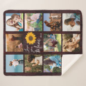 Love You Mom家族フォトコラージュひまわり素朴 シェルパブランケット (正面(横))