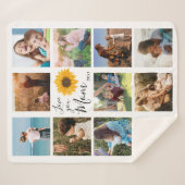 Love You Mom家族フォトコラージュひまわり シェルパブランケット (正面(横))