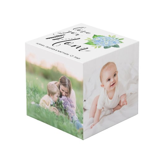 Love You Mom家族フォトコラージュ紫陽花 フォトキューブ (正面アングル)