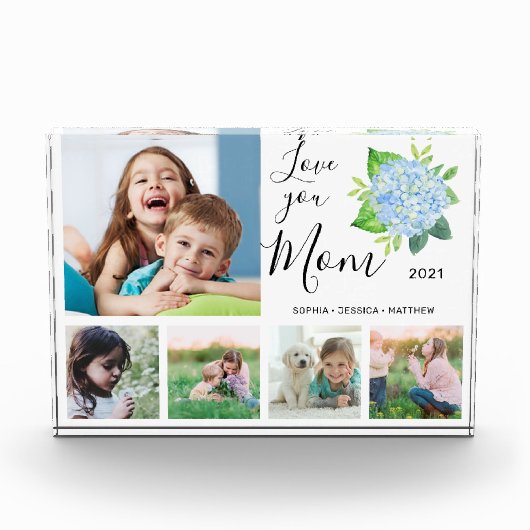 Love You Mom家族フォトコラージュ紫陽花 フォトブロック (正面)