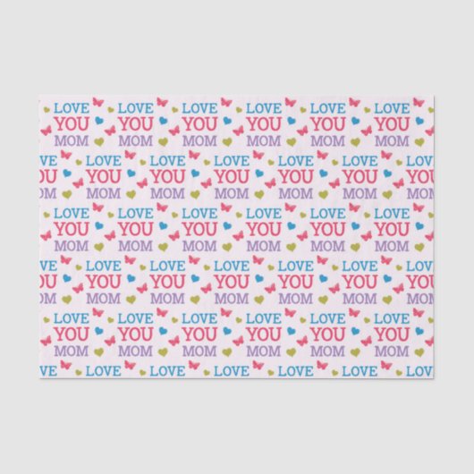 Love You Mom かわいい単語パターン 薄葉紙 (正面)