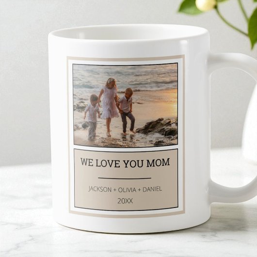 Love You Mom モダン Photo パーソナライズされた Mothers Day コーヒーマグカップ