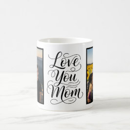 Love You Mom 二枚の写真 モダン ホワイト コーヒーマグカップ