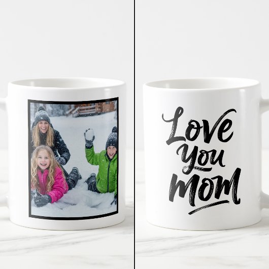 Love You Mom 1 Photo Keepsake Brush Script コーヒーマグカップ