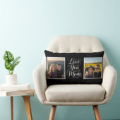 Love You Mom 2 Photo Modern Keepsake black white ランバークッション (椅子)