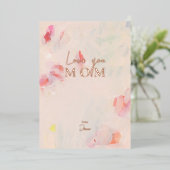 Love you MOM | Abstract Floral Art Mother's Day 箔招待状 (立ち正面)