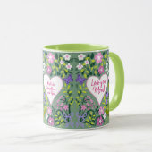 Love you Mom botanical cute heart マグカップ (正面右)