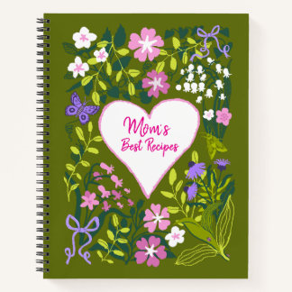 Love you mom botanical cute recipe book ノートブック