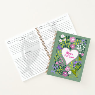 Love you mom botanical cute recipe book ノートブック