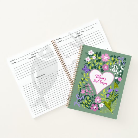 Love you mom botanical cute recipe book ノートブック (内部)