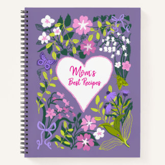 Love you mom botanical cute recipe book ノートブック