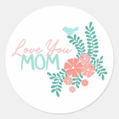 Love you mom callipraphy floral frame ラウンドシール (正面)