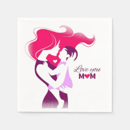Love You Mom - Cute & Heartful Mother's Day Desig スタンダードカクテルナプキン