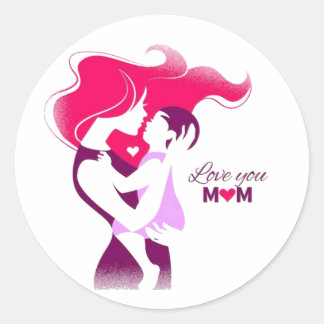 Love You Mom - Cute & Heartful Mother's Day Desig ラウンドシール