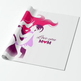 Love You Mom - Cute & Heartful Mother's Day Desig ラッピングペーパー