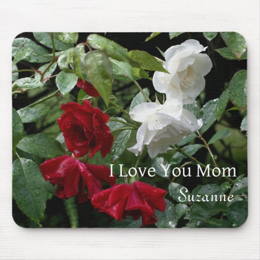 Love You Mom Drenched Roses Personalized マウスパッド (正面)